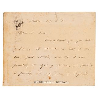 Richard Francis Burton Autograph Letter Signed on Translating the Arabian Nights