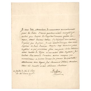 Georges-Louis Leclerc, Comte de Buffon Autograph Letter Signed