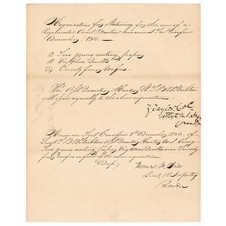 Zachary Taylor Document Signed - Fort Crawford Supplies Requisition
