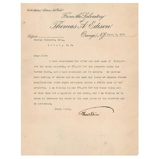 Thomas Edison Typed Letter Signed