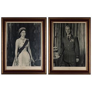 Queen Elizabeth II and Prince Philip (2) Signed Oversized Photographs by Baron Studios (1962)