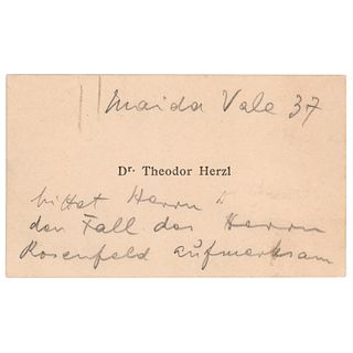 Theodor Herzl Handwritten Note at London, Following the Fourth Zionist Congress