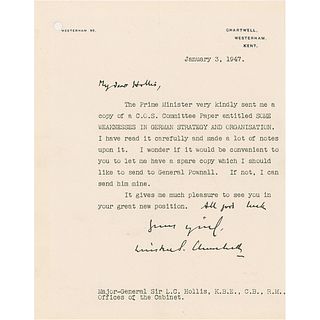 Winston Churchill Typed Letter Signed on Weakness in German Strategy