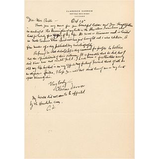 Clarence Darrow Autograph Letter Signed