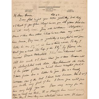Clarence Darrow Autograph Letter Signed: "I am very sorry for the men on trial out there"