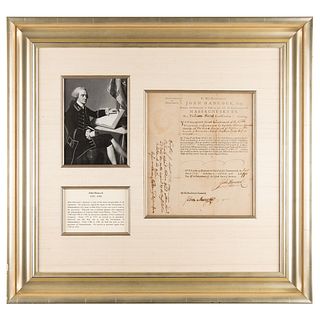John Hancock Revolutionary-War Dated Signed Militia Commission