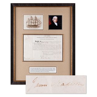 James Madison Document Signed as President, Appointing the Sailmaker of the USS Constitution