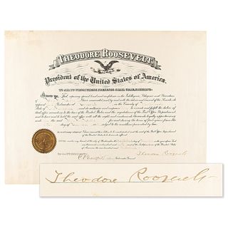 Theodore Roosevelt Document Signed as President