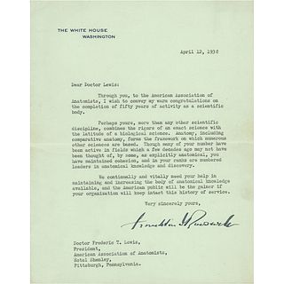 Franklin D. Roosevelt Typed Letter Signed as President on Anatomical Science