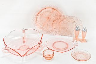 COLLECTION OF PINK DEPRESSION GLASSWARE