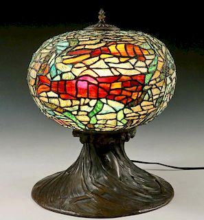 STAINED GLASS FISH BOWL LAMP
