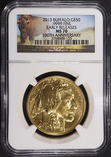 2013 $50 GOLD BUFFALO NGC MS70 EARLY RELEASES