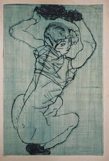 Egon Schiele (After) - Knieendes Madchen