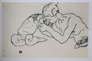 Egon Schiele (After) - Zwei Sich Kussende