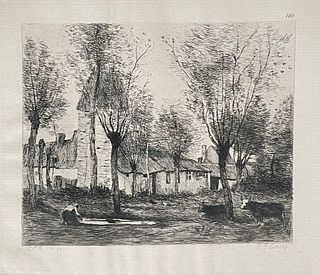 Jean Baptiste Camille Corot - Saules Et Village