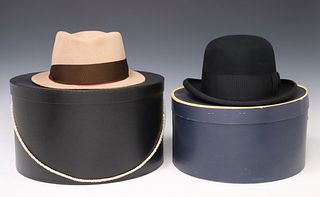(2) LOCK & CO. BOWLER & BORSALINO FUR FELT HAT IN HAT BOXES