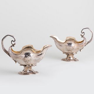 Pair of Faberge Silver Sauce Boats