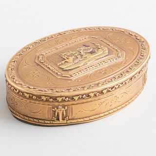 French Tricolor Gold Oval Snuff Box