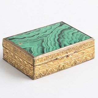 Italian Gold Mounted Faux Malachite Snuff Box