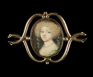 GOLD MOUNTED PORTRAIT ON IVORY
