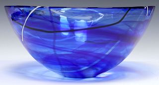 LARGE KOSTA BODA CONTRAST BLUE ART GLASS BOWL