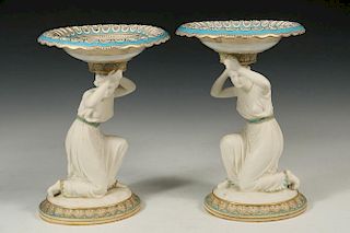 PAIR OF COPELAND ENGLISH PORCELAIN COMPOTES