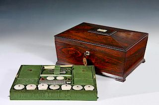 FANCY SEWING BOX WITH CONTENTS