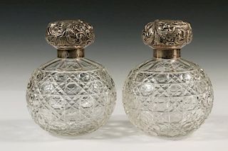 PAIR OF ENGLISH SCENT BOTTLES