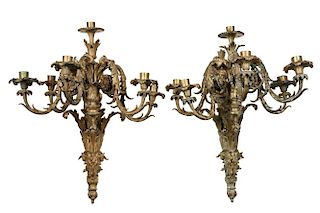 PAIR OF MONUMENTAL FRENCH WALL SCONCES