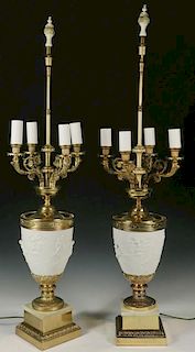 PAIR OF CLASSICAL REVIVAL TABLE LAMPS