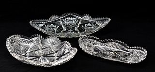 BRILLIANT CUT GLASS SHALLOW SERVING DISHES