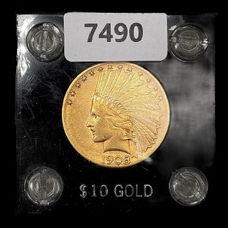 1908-D $10 Gold Eagle NICELY CIRCULATED