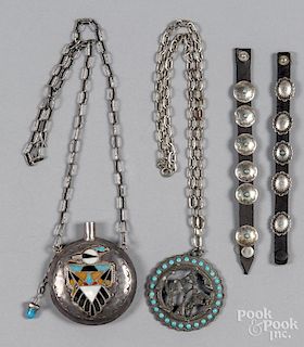 Southwestern Native American silver canteen with a