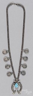 Navajo sterling silver squash blossom necklace, se