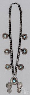 Navajo silver squash blossom necklace, early 20th