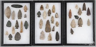 Thirty-nine Native American stone points, most fou