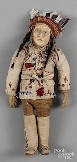 Composition Native American chief doll, early 20th
