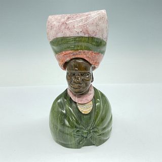 Handcrafted South African Tribal Bust in Carved Stone