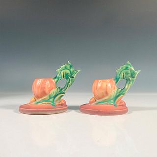 Pair of Roseville Pottery Candle Holders, Poppy