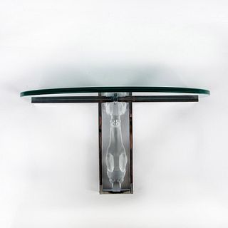 Lalique French Glass and Chrome Wall Console, Cerf