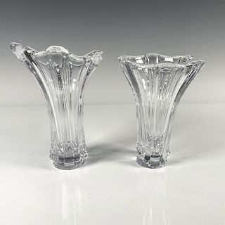 2pc Cofrac Art Verrier Crystal Vases
