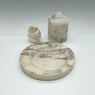 3pc White Natural Stone Table Accessories
