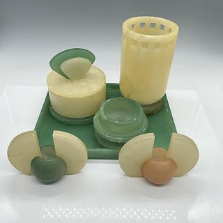 6pcs Alabaster Vanity Set and Candle Holders