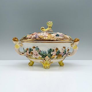 Capodimonte Porcelain Handled Serving Dish and Lid