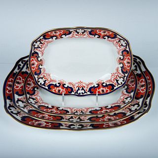 4pc Royal Crown Derby Porcelain Platters, Imari