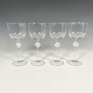 4pc Lalique Crystal Tall Water Goblets, Roxane