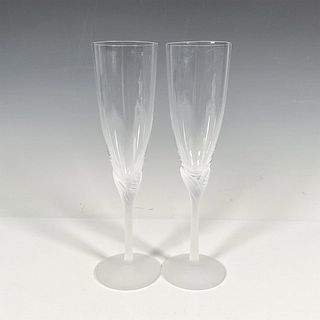 Pair of Crystal Amaryllis Champagne Glasses