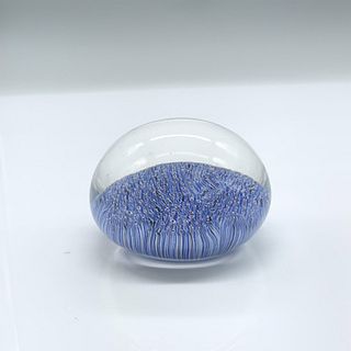 Murano Glass Blue Millefiori Paperweight, Signed