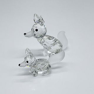 2pc Swarovski Silver Crystal Figurines, Foxes