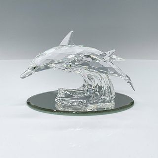 2pc Swarovski Silver Crystal Figurines, Lead Me Dolphins